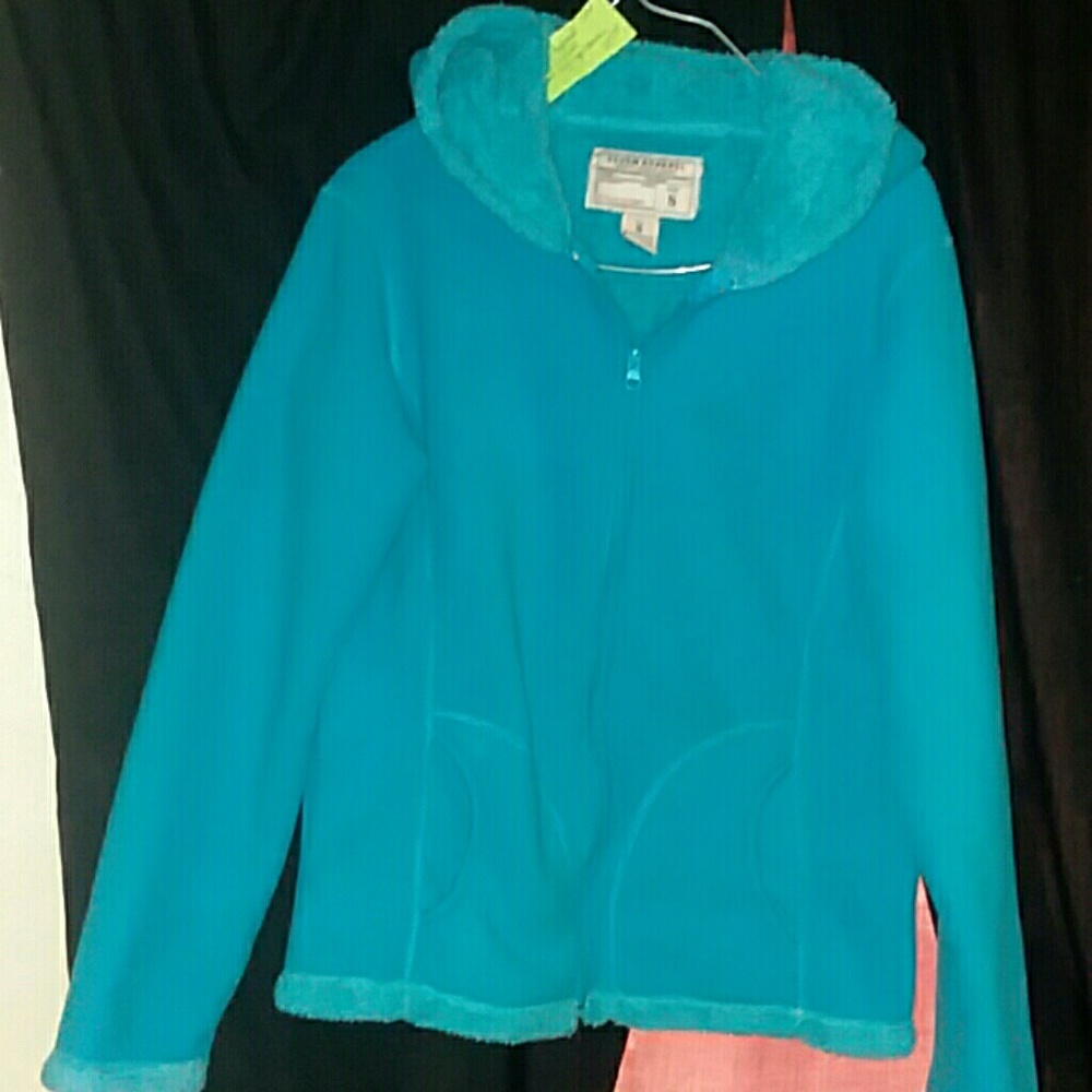 Seven Apparel teal zip-up hoodie